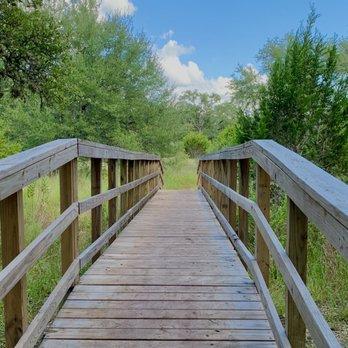 A shaded walking trail through Charro Ranch Park