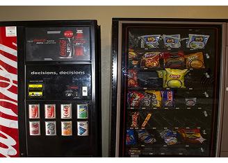 Vending machines with drinks and snacks in the guest breezeway